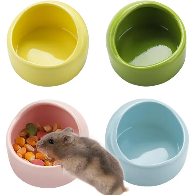 4 Pack Small Hamster Food Bowl Ceramic Guinea Pig Food Dish No Spill Hamster Food and…