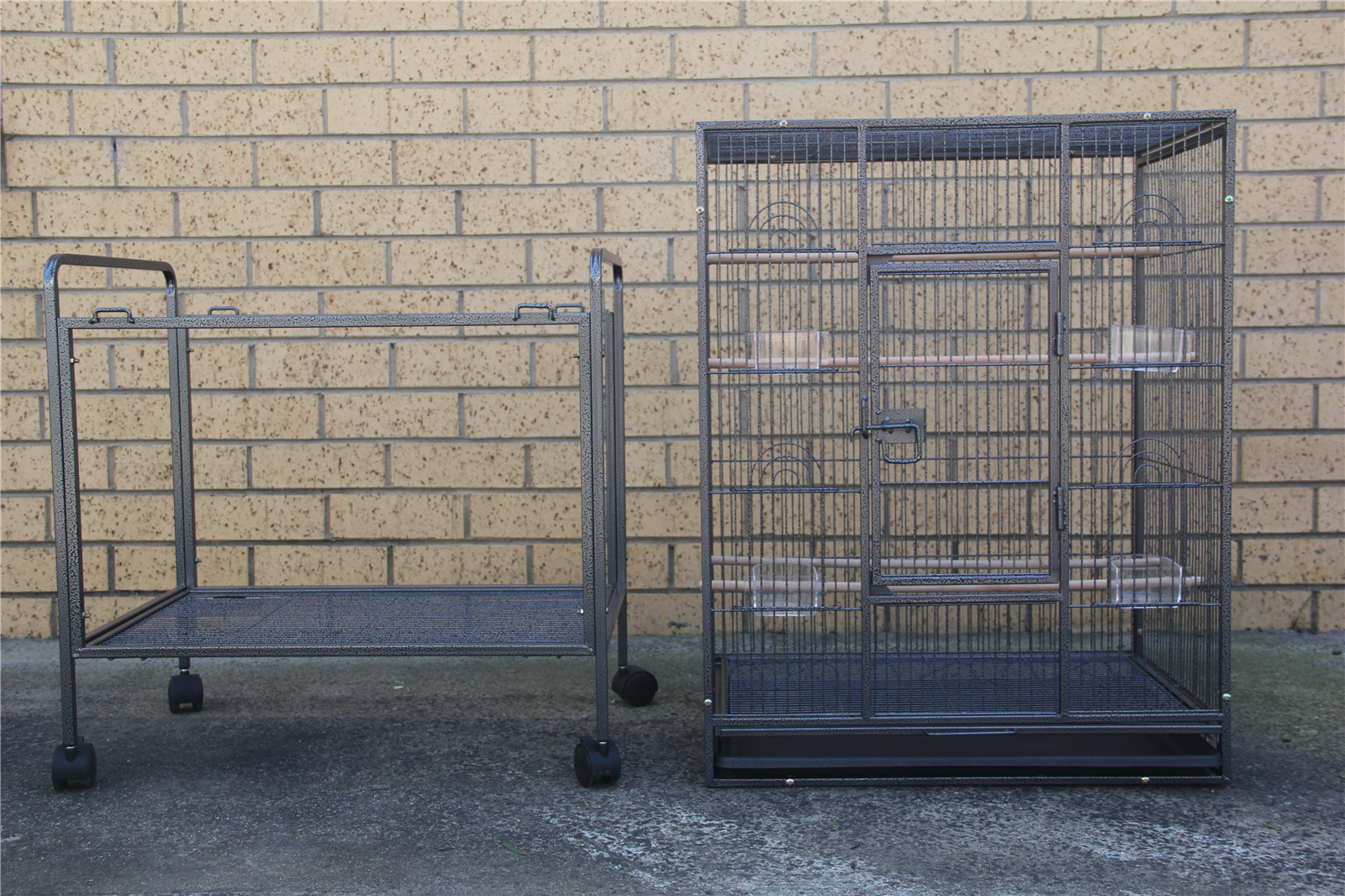 YES4PETS 135cm Bird Cage Parrot Aviary Pet Stand-alone Budgie Perch Castor Wheels image 3