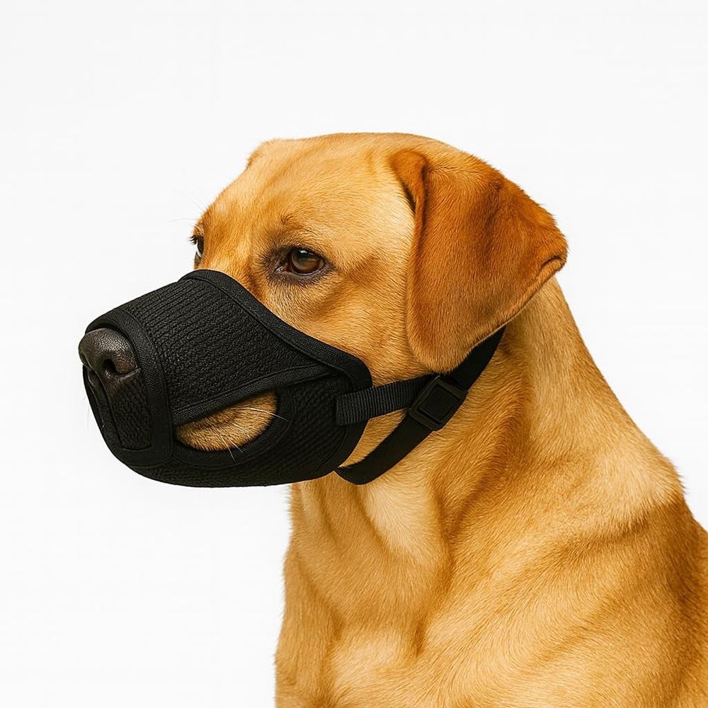 Dog Muzzle – Mesh Soft Muzzle for Small Medium Large Sized Dogs – Adjustable for No Bark image 2