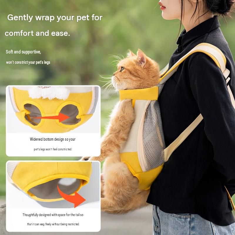 Yellow Front and Back Cat Carrier Backpack - Breathable Mesh Pet Sling with…, M/Small image 4