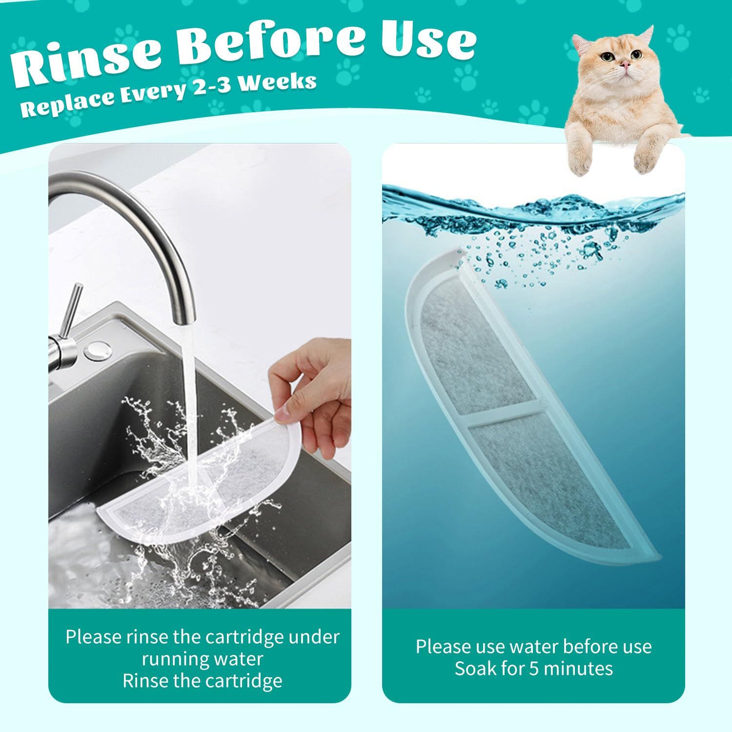 8 Packs Replacement Pet Water Fountain filter image 2