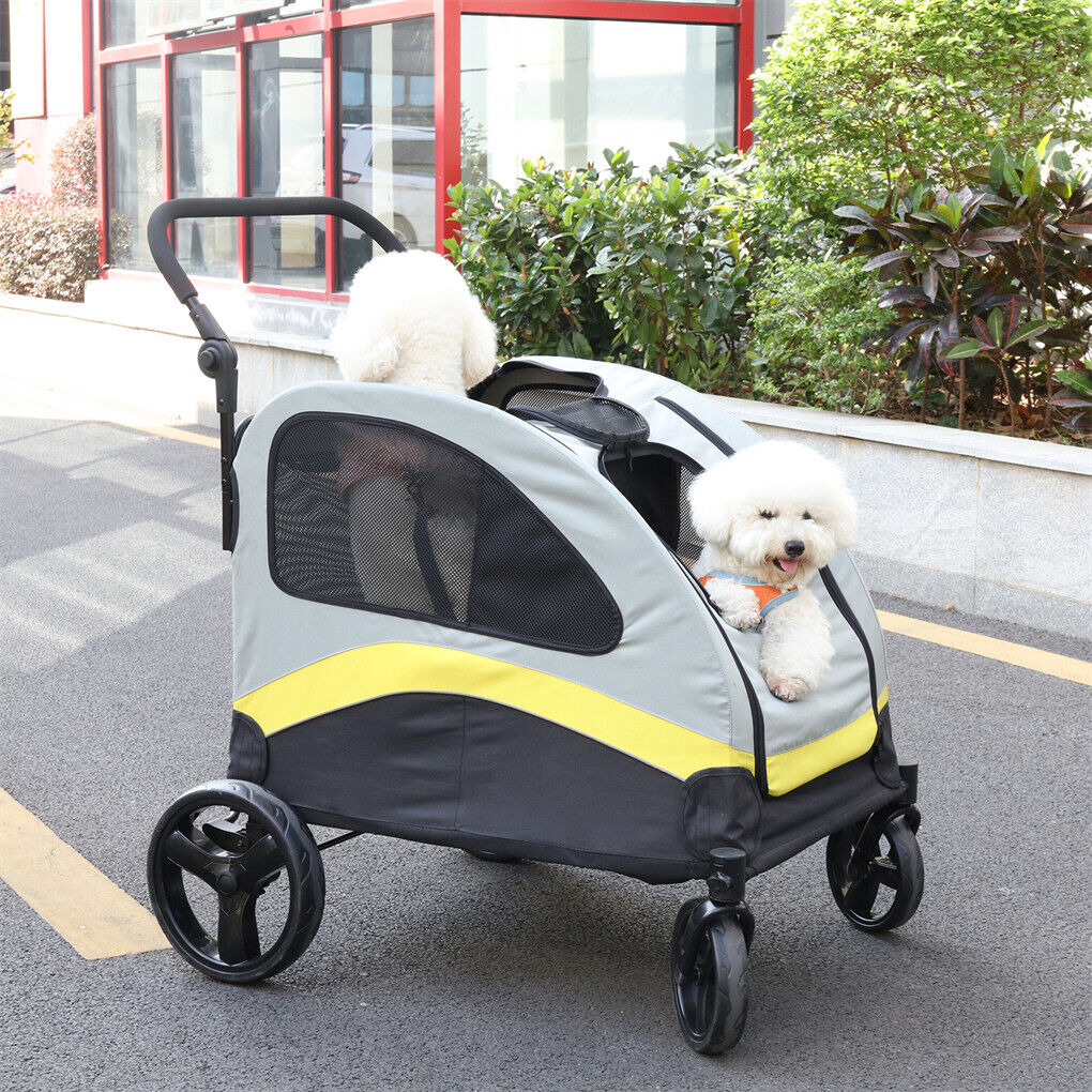 Dog Stroller w/ Divider, Foldable Pet Cart image 8