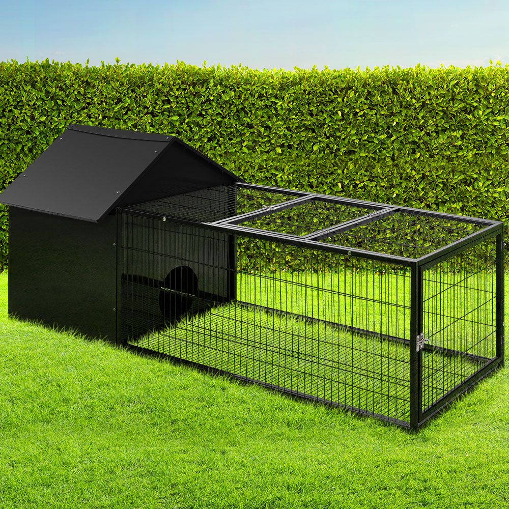 i.Pet Rabbit Cage Hutch 162x60cm Enclosure Metal image 7