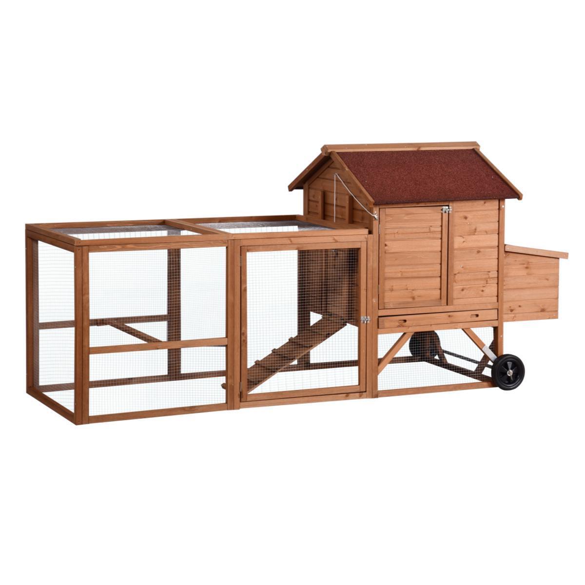 YES4PETS 248 cm XL Chicken Coop Rabbit Hutch Ferret Hen Guinea Pig House With Wheels image 3