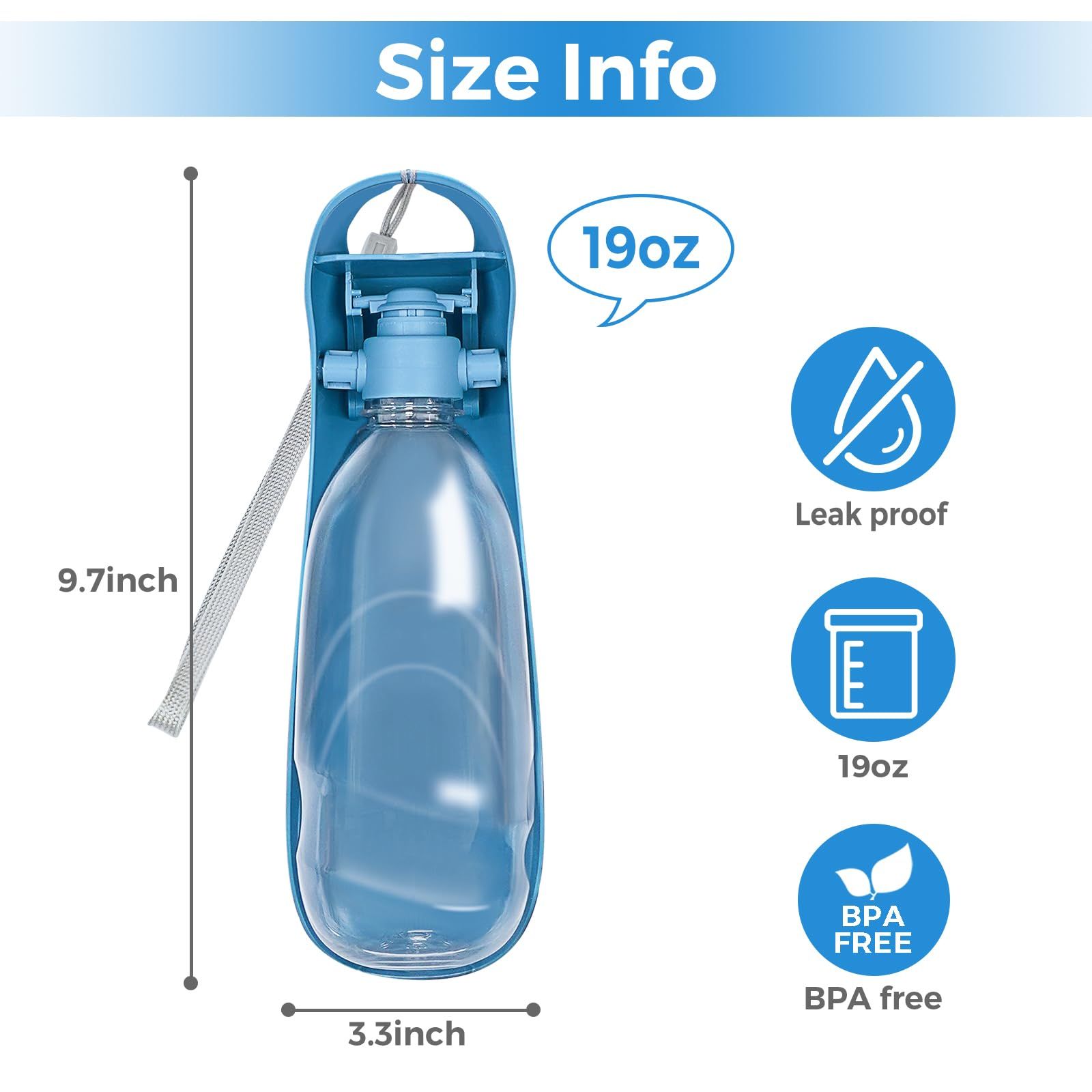 19oz Dog Water Bottle Collapsible Dog Travel Water Bottle image 2