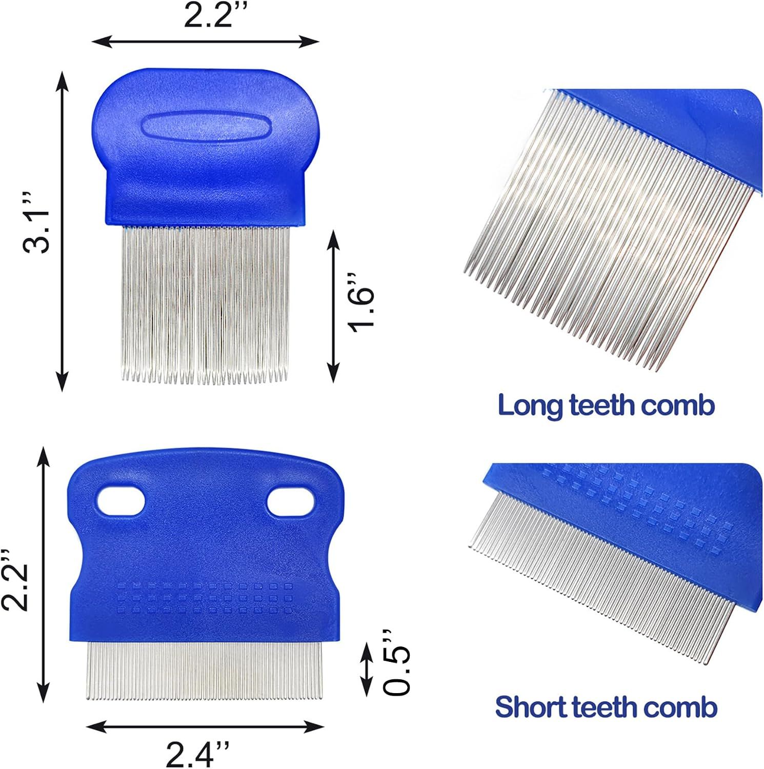 4 Pcs Flea Combs for Dogs and Cats, Blue image 6