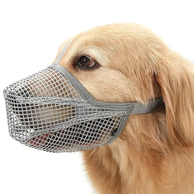 2 Pcs Size XS Grey Breathable Mesh Dog Muzzle - Anti-Barking