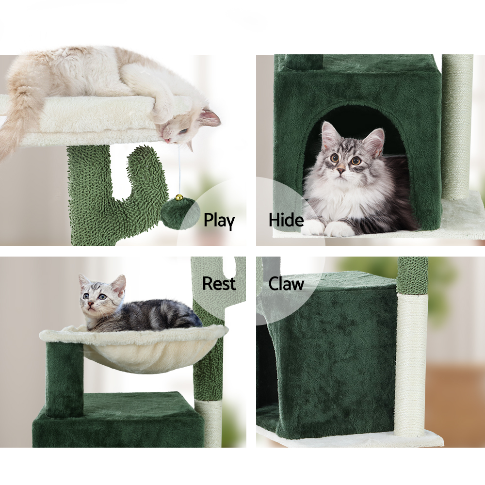 i.Pet Cat Tree 78cm Scratching Post Tower Scratcher Wood Condo House Bed Toys Green image 6