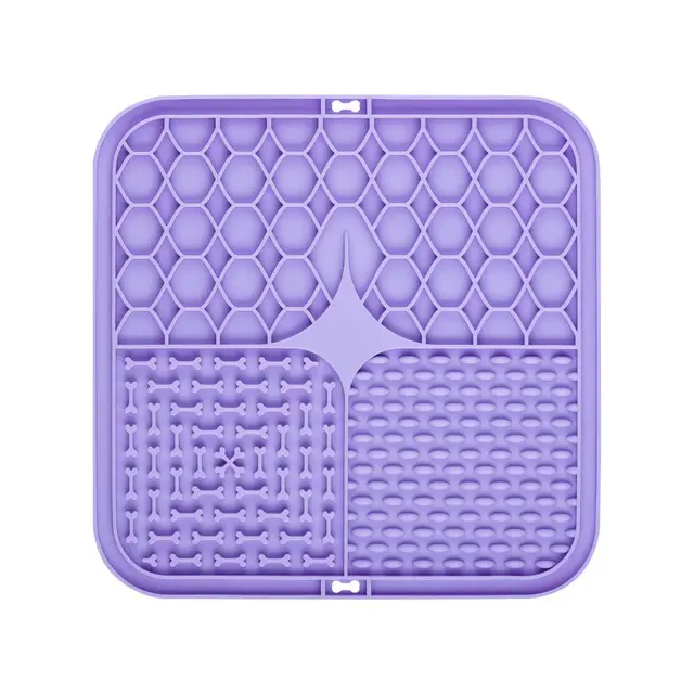 2PCS Purple 20 x 20 cm Silicone Pet Lick Mat, 20 × 20cm