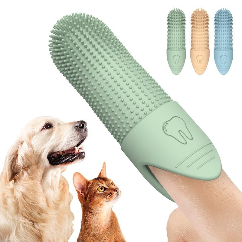 2Pack 360° Pet Dental Finger Brush for Dogs and Cats, Blue image 2