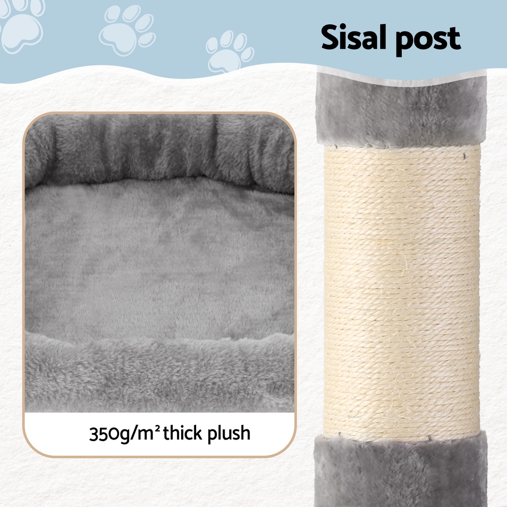 i.Pet Cat Tree 184cm Tower Scratching Post Trees Scratcher Condo House Light Grey image 6