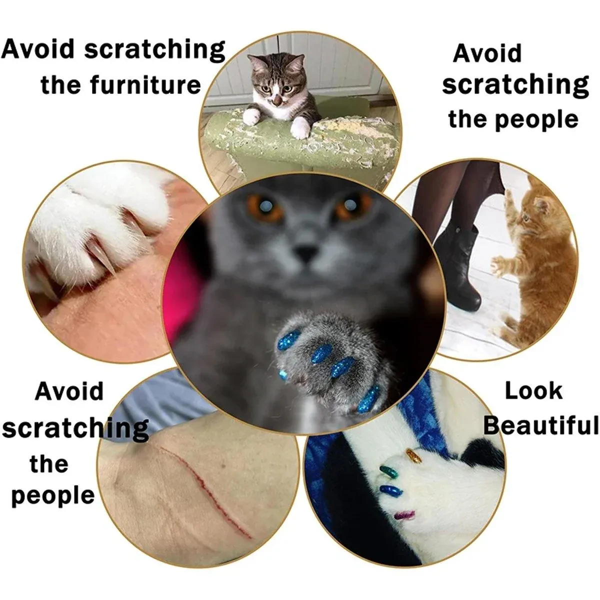100PCS Anti Scratch Paw Covers for Cats and Kittens Nail Protector Soft Paw - Flat-XS image 8