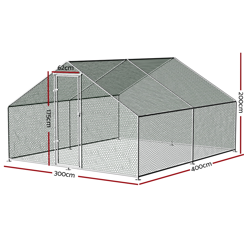 i.Pet Chicken Coop Cage 3x4x2m Galvanised Steel image 5