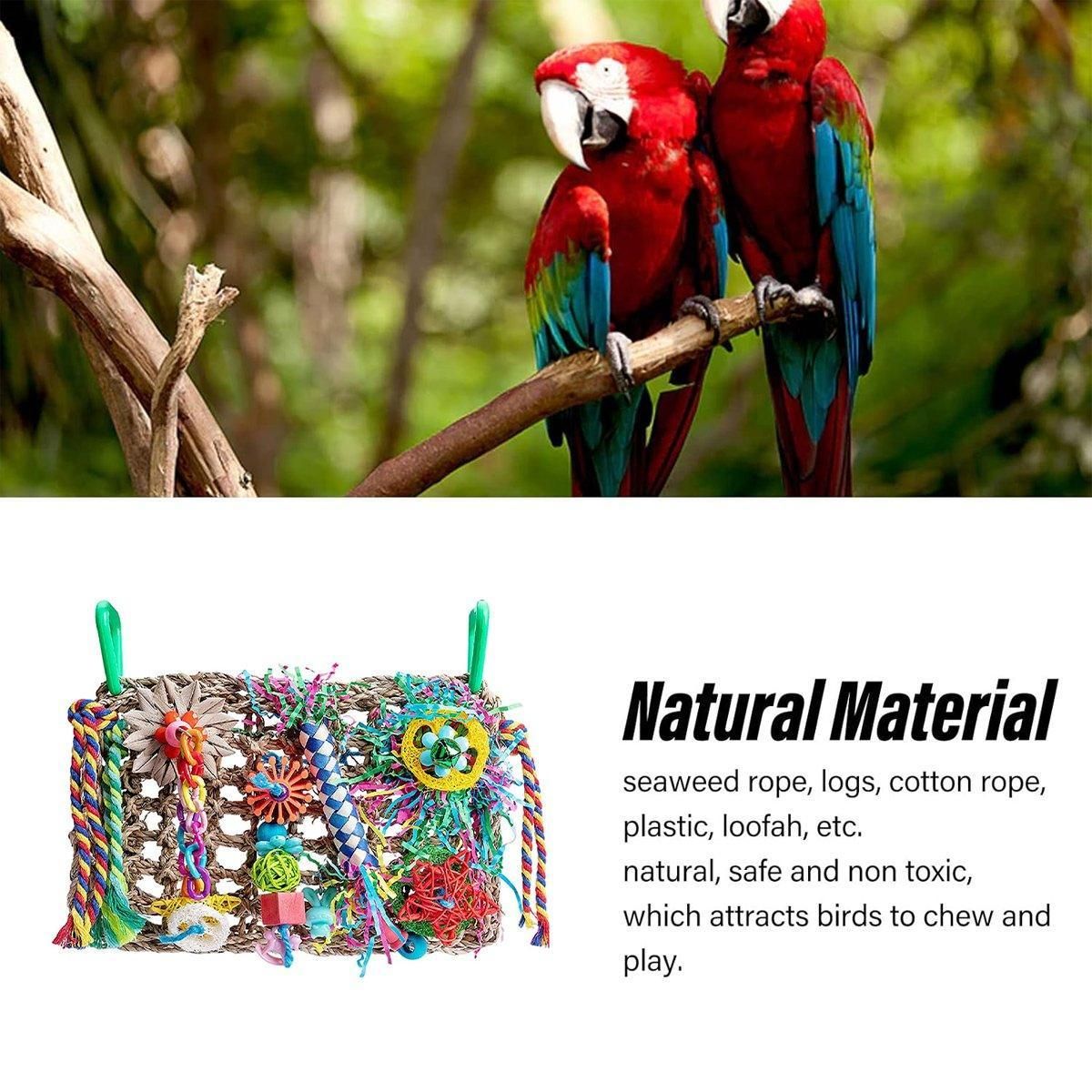 Parrot Gnawing Toys Woven Grass Nets Colourful Chewing Bird Cage Play image 6