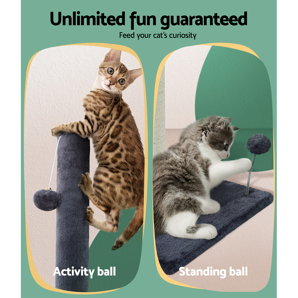 i.Pet Cat Tree 105cm Scratching Post Scratcher Tower Condo House Hanging toys Grey image 6