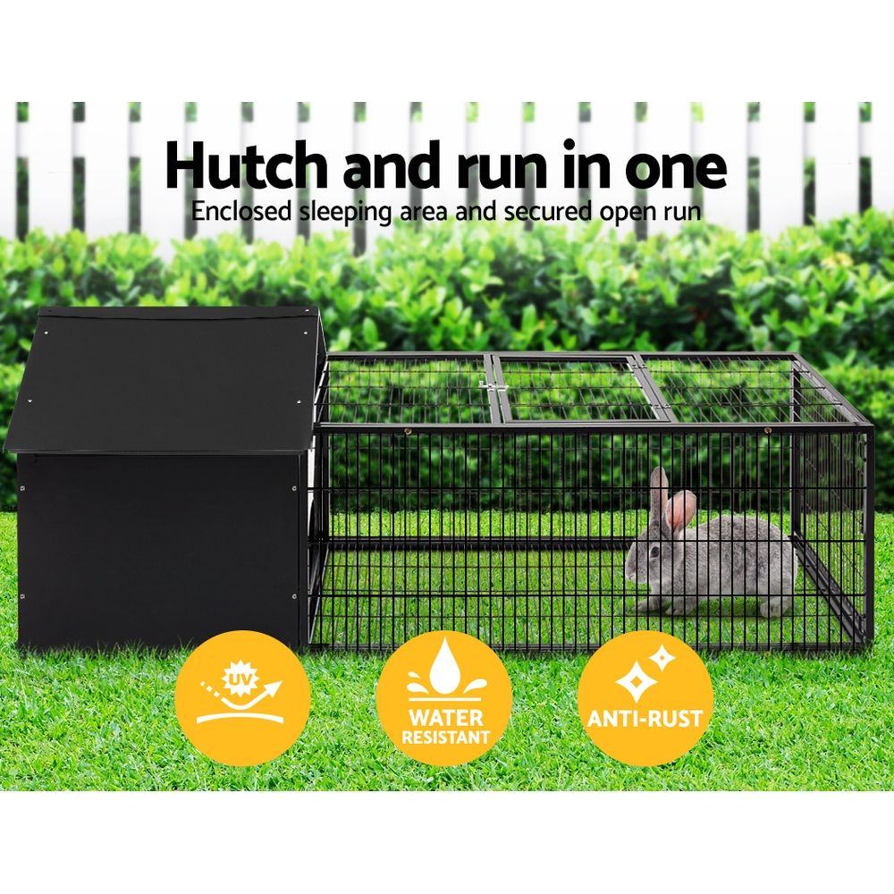 i.Pet Rabbit Cage Hutch 162x60cm Enclosure Metal image 4