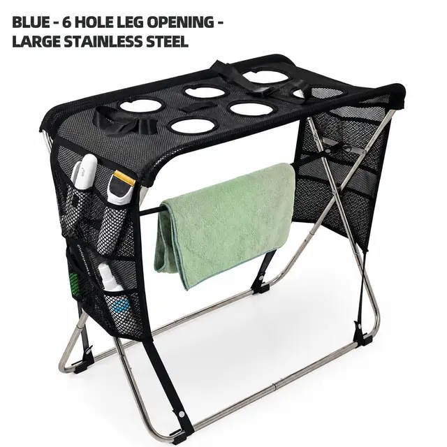 Foldable Pet Grooming Table with Stainless Steel Frame and Breathable Mesh Surface for…