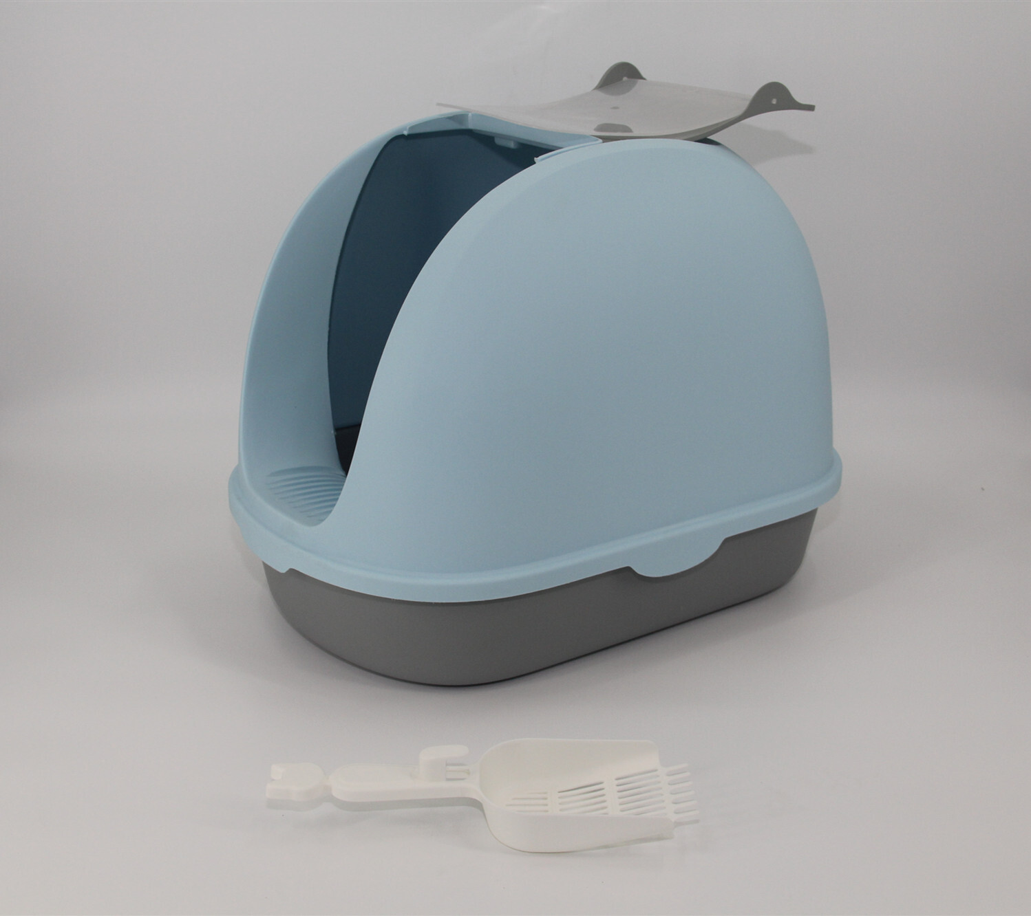 YES4PETS Portable Hooded Cat Toilet Litter Box Tray House with Handle and Scoop Blue image 2