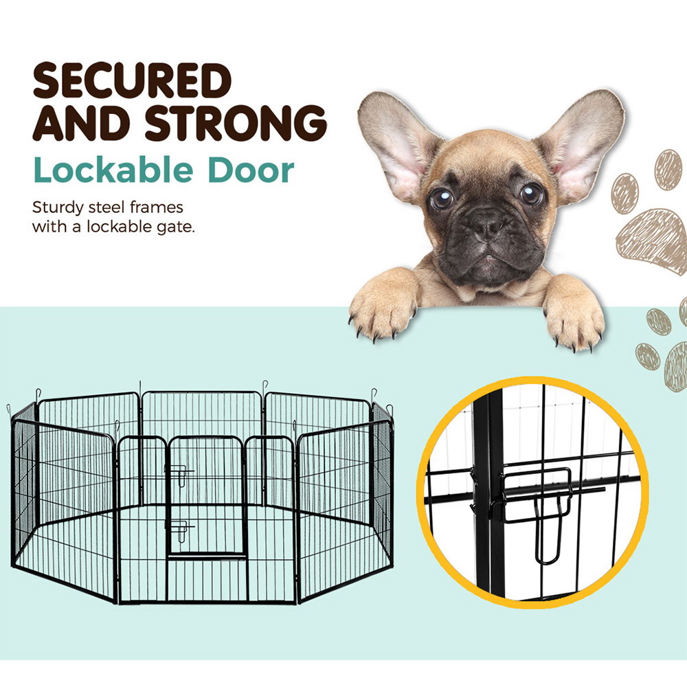 i.Pet 32" 8 Panel Dog Playpen Pet Exercise Cage Enclosure Fence Play Pen image 4