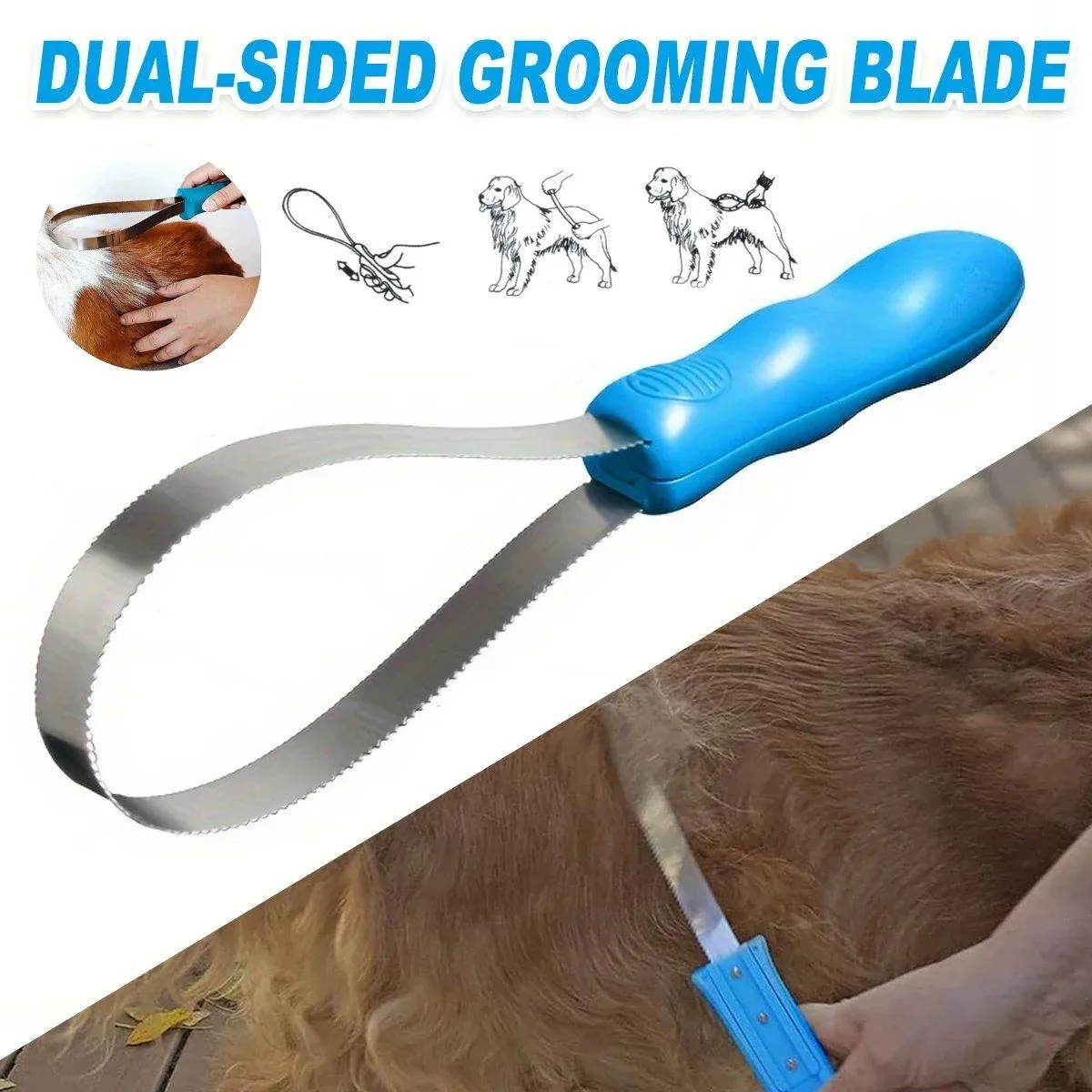 1 Dual-Sided Pet Grooming Tool, Blue image 13