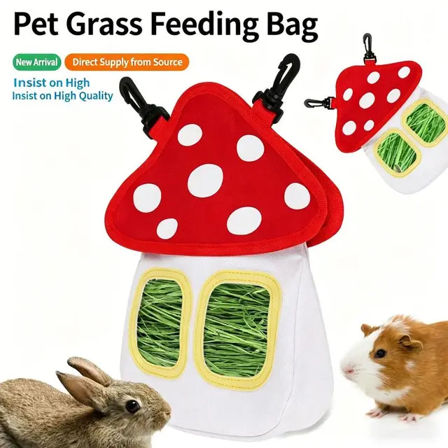 Pet Hay Feeder Bag (Oxford Cloth) Size: 280mm*230mm*50mm Color: Red/White…, 1 Piece