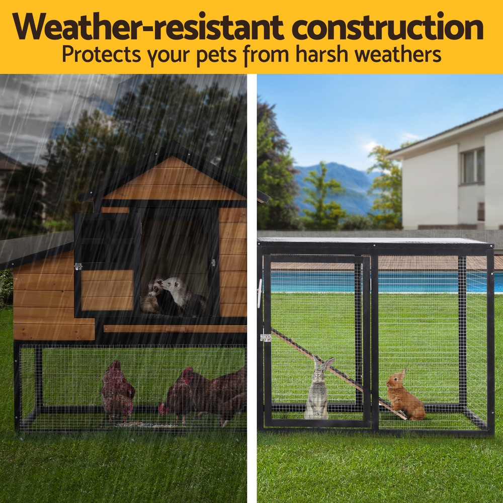 i.Pet Chicken Coop Rabbit Hutch Extra Large Wooden Run Cage Bunny House Outdoor image 5
