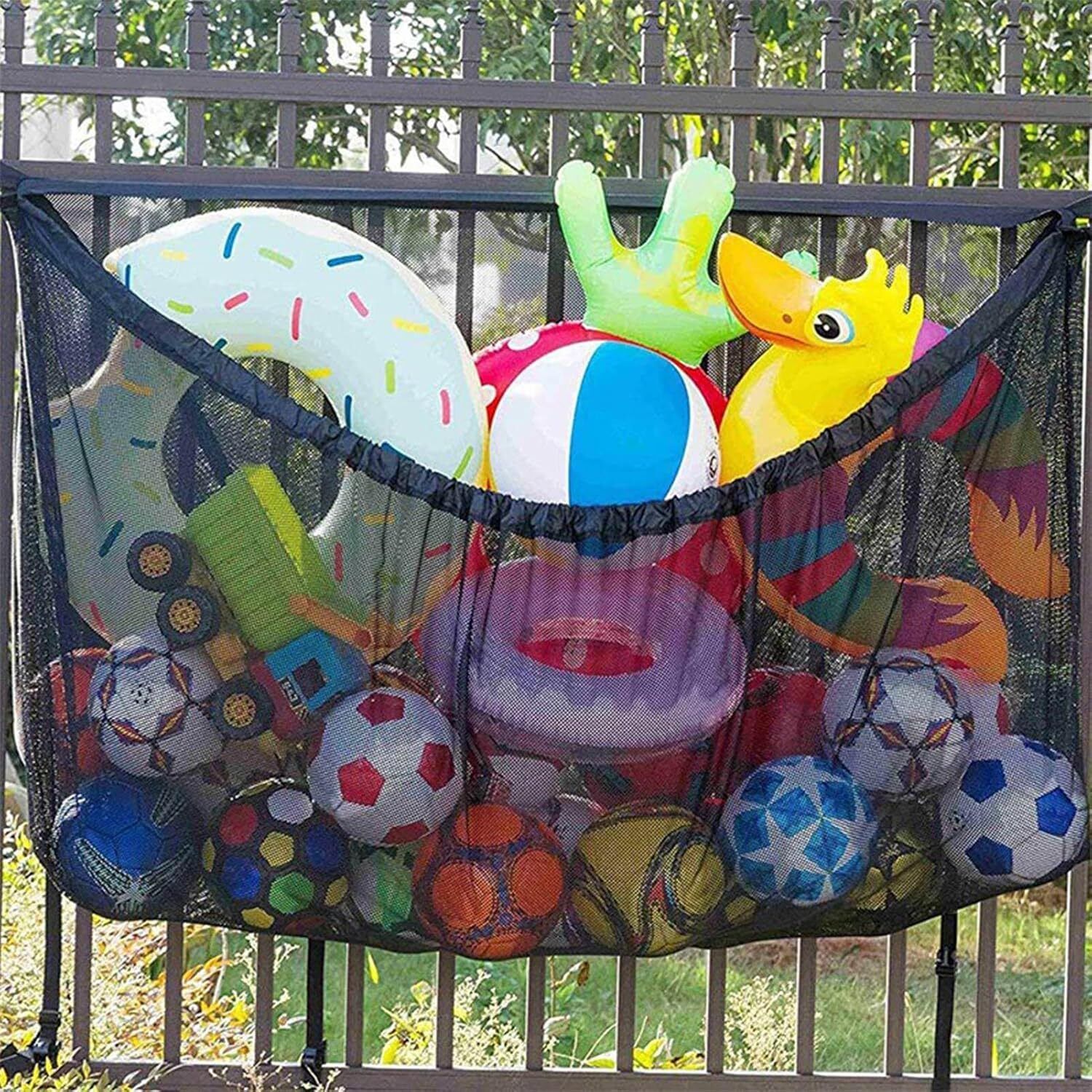 145x145CM Heavy Duty Pool Toy Storage Net Bag Adjustable Organizer image 8