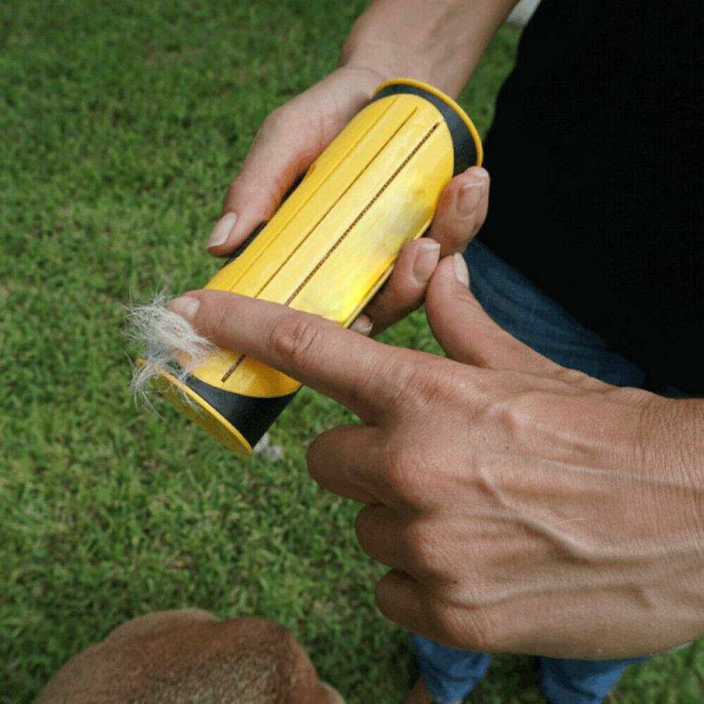 Pet Dog Cat Hair Fur Deshedding Shedding Trimmer Grooming Roll Comb Brush yellow image 5