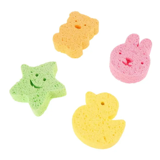 4-Pack Shaped Bath Sponges Exfoliating & Massaging Body Cleansers for Infants