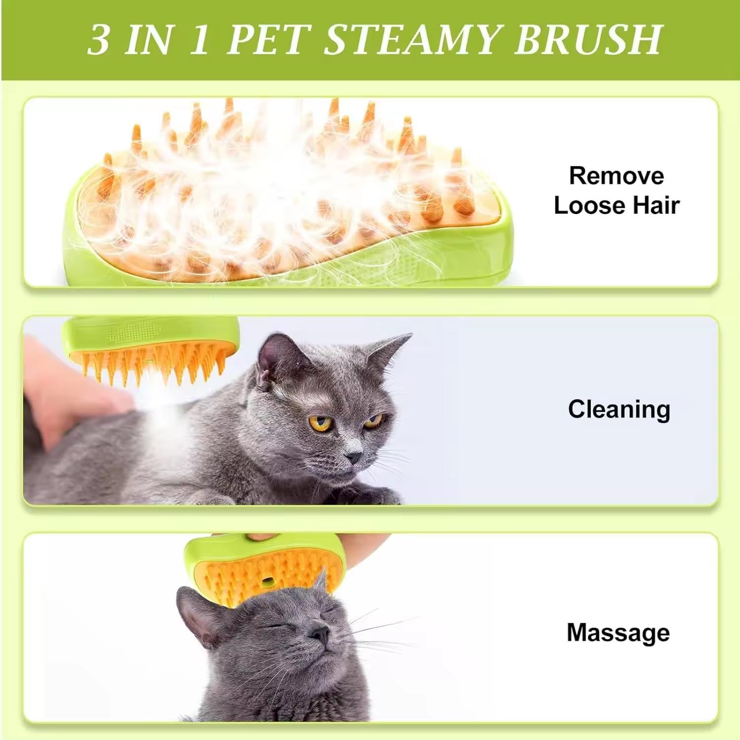 Cat Steam Brush - Steam Brush for Cats - Steam Cat Brush - 3 in 1 Pet Brush - Cat… image 3
