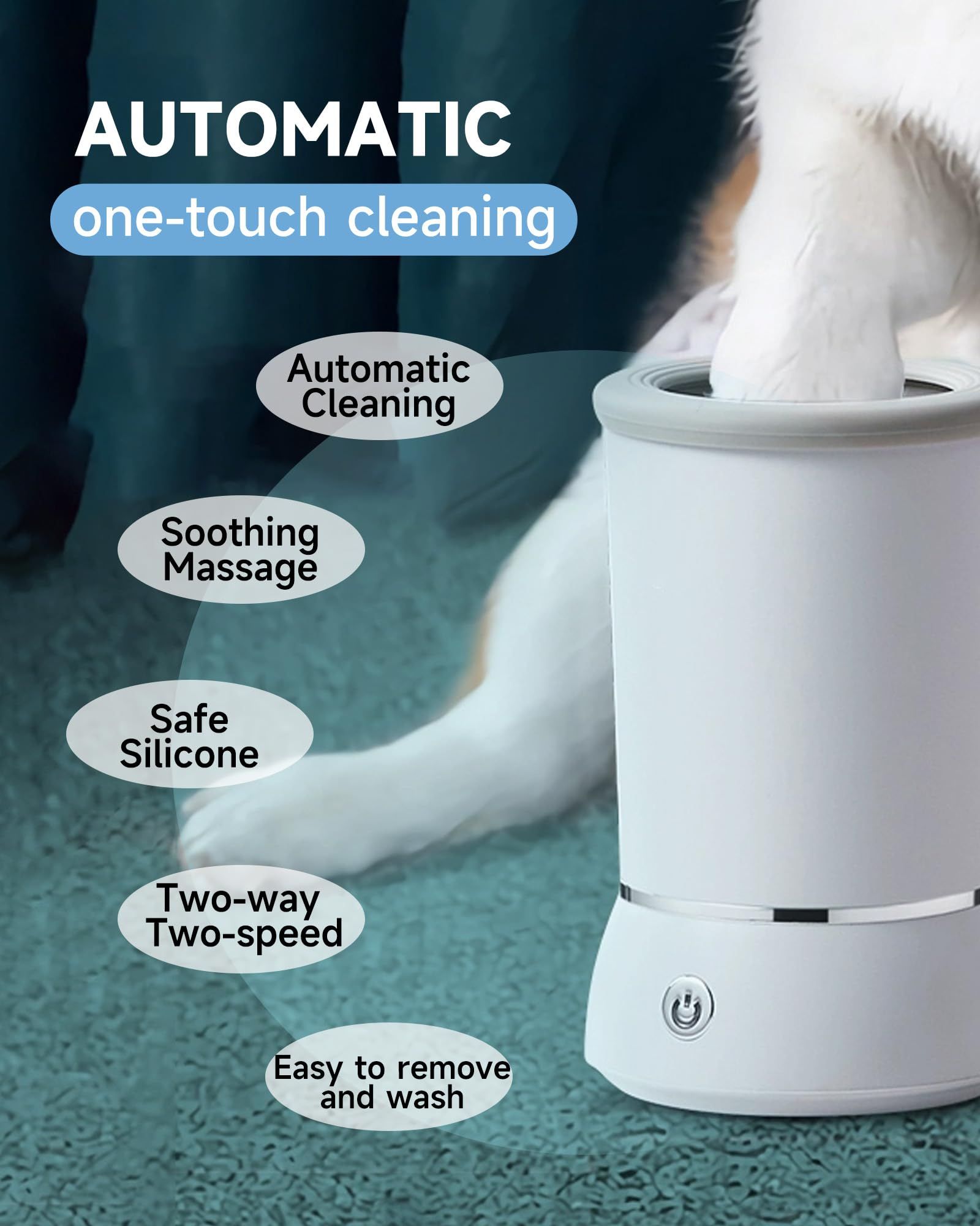 Automatic Dog Paw Cleaner for Dogs，2 Speeds Electric Paw Feet Cleaner for Small…, Blue image 3