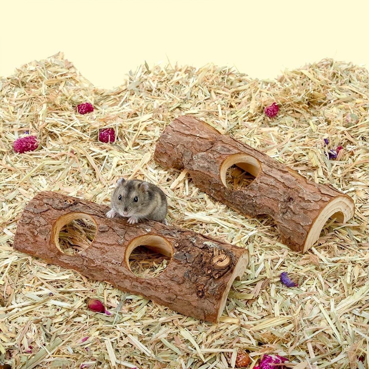 Solid Wood Hamster Pipe Rabbit Chew Toy Tree Cylinder Cross Border Pet Supplies image 8