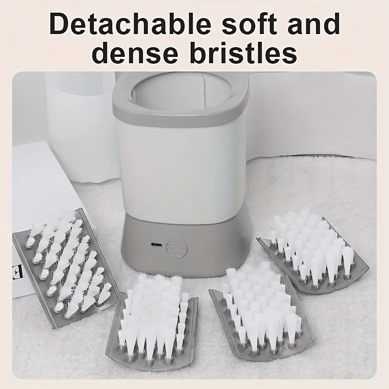 Pet Automatic Paw Cleaner with 360° Rotating Silicone Bristles, Pink image 6