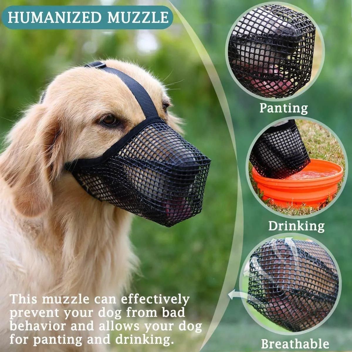 2PCS Adjustable Mesh Pet Dog Muzzle Mask Mouth Cover No Bite Strap Mouth Cover - Black-S image 9