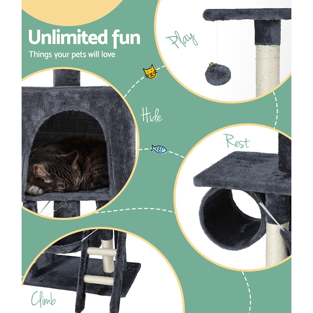 i.Pet Cat Tree 144cm Tower Scratching Post Scratcher Wood Condo Toys House Bed image 6