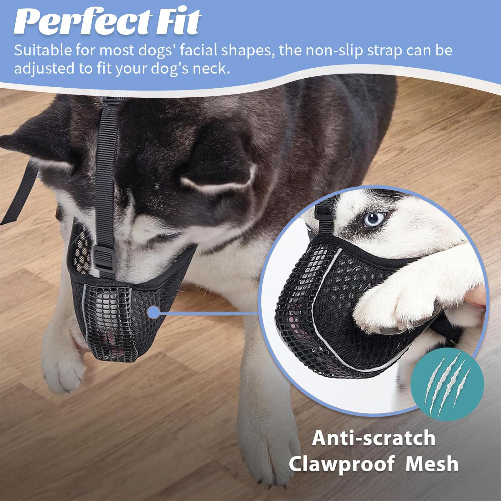 Breathable Mesh Dog Muzzle for Long-Snout Breeds with Reflective Adjustable Straps image 5