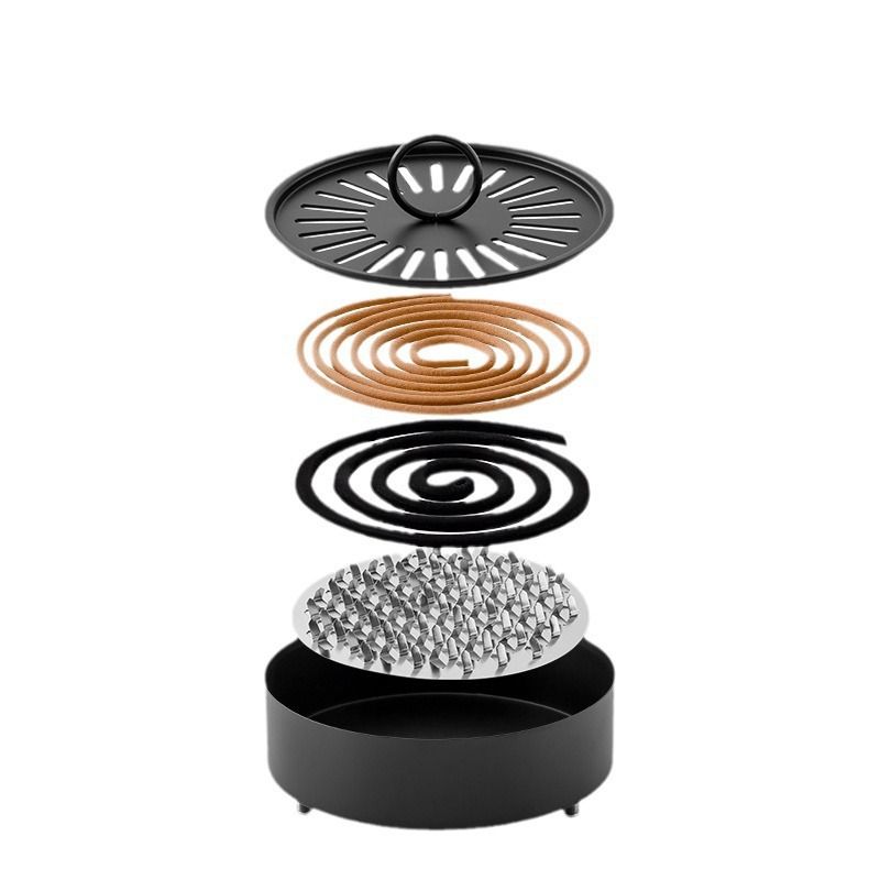 Blue Metal Mosquito Coil Holder with Lid - 15 cm Round Iron Coil Burner with Ash Catcher image 7