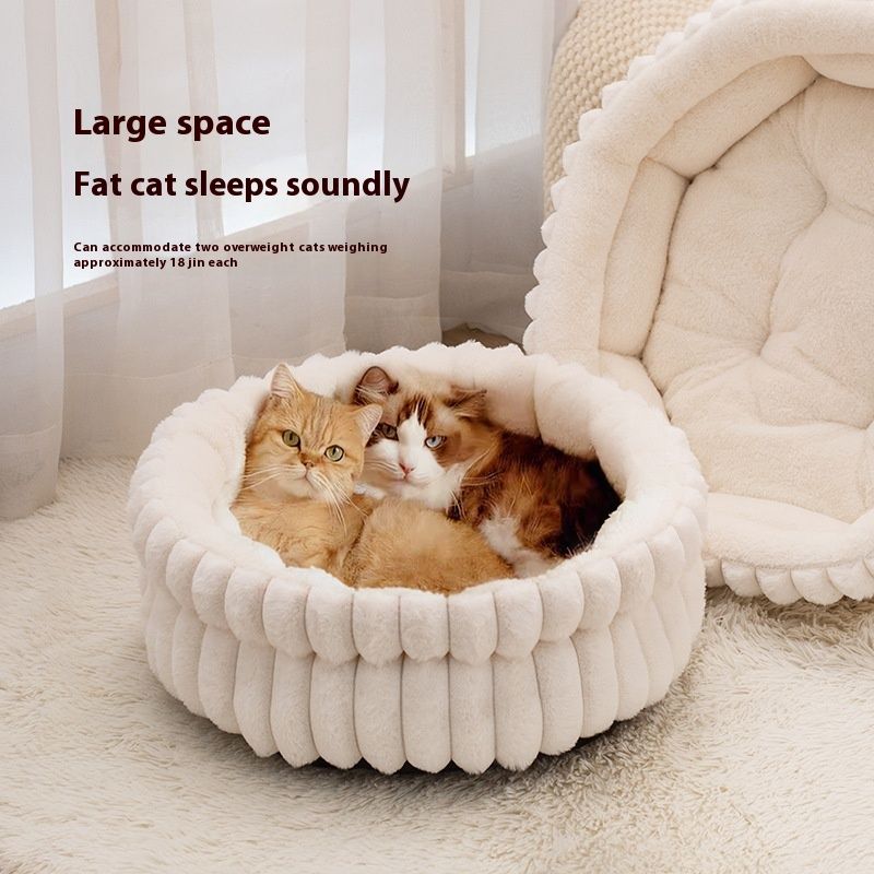 White cat bed plush cat bed image 6