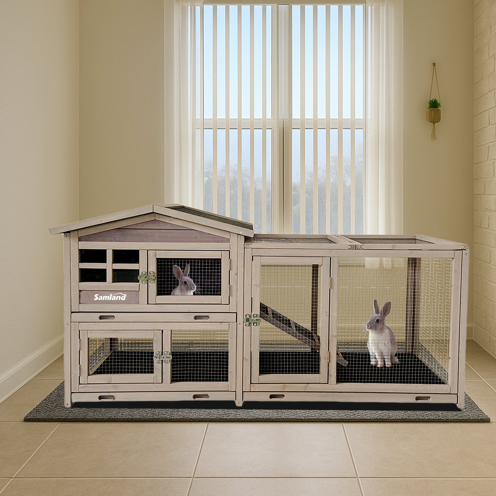 Samland Rabbit Hutch Cage Indoor and Outdoor Chicken Coop Guinea Pig Cage Bunny Cage… image 2