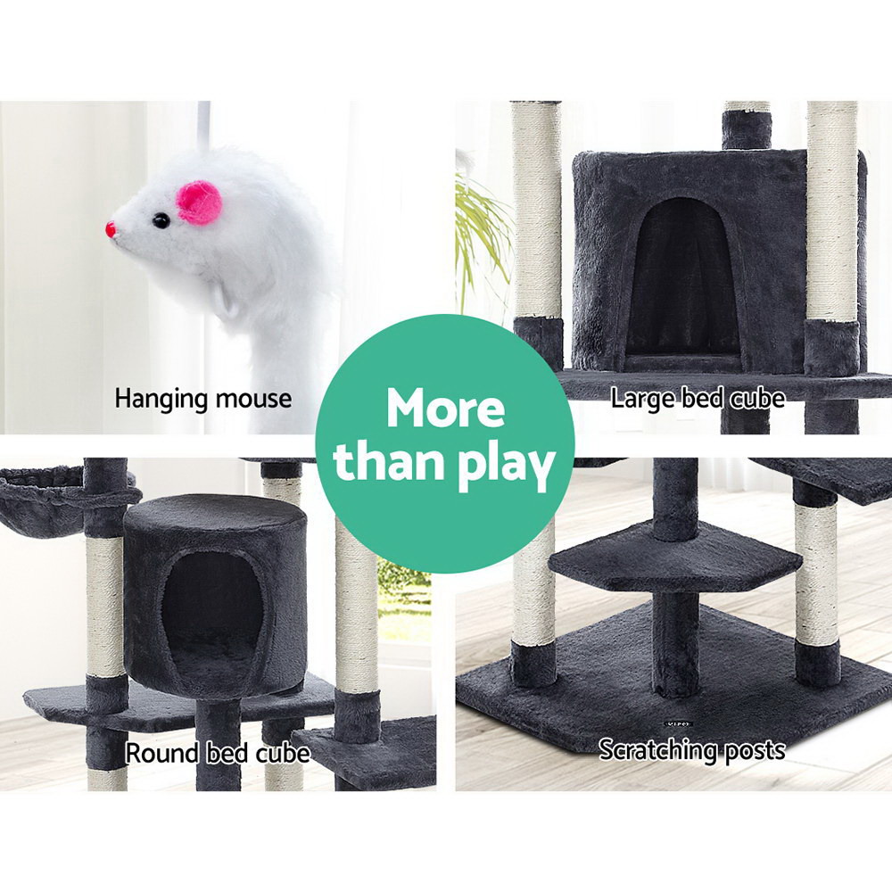i.Pet Cat Tree 203cm Tower Scratching Post Scratcher Condo Trees House Bed Grey image 5