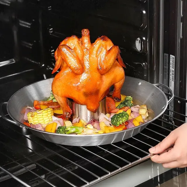 Stainless Steel Chicken Roaster Rack with Removable Turkey Roasting Pan