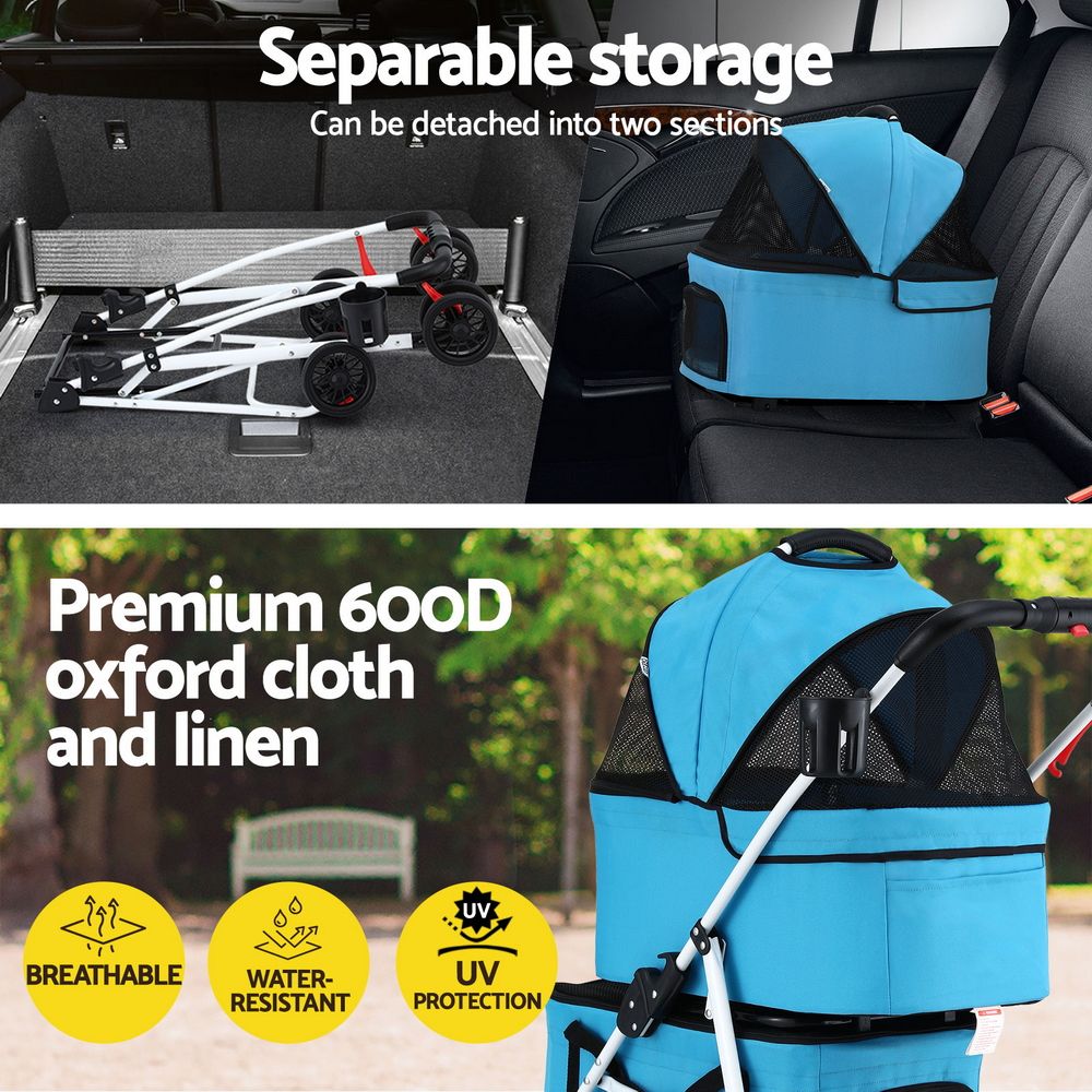 i.Pet 2-Tier Pet Stroller 25kg Capacity & 400pcs Training Pads Combo image 7