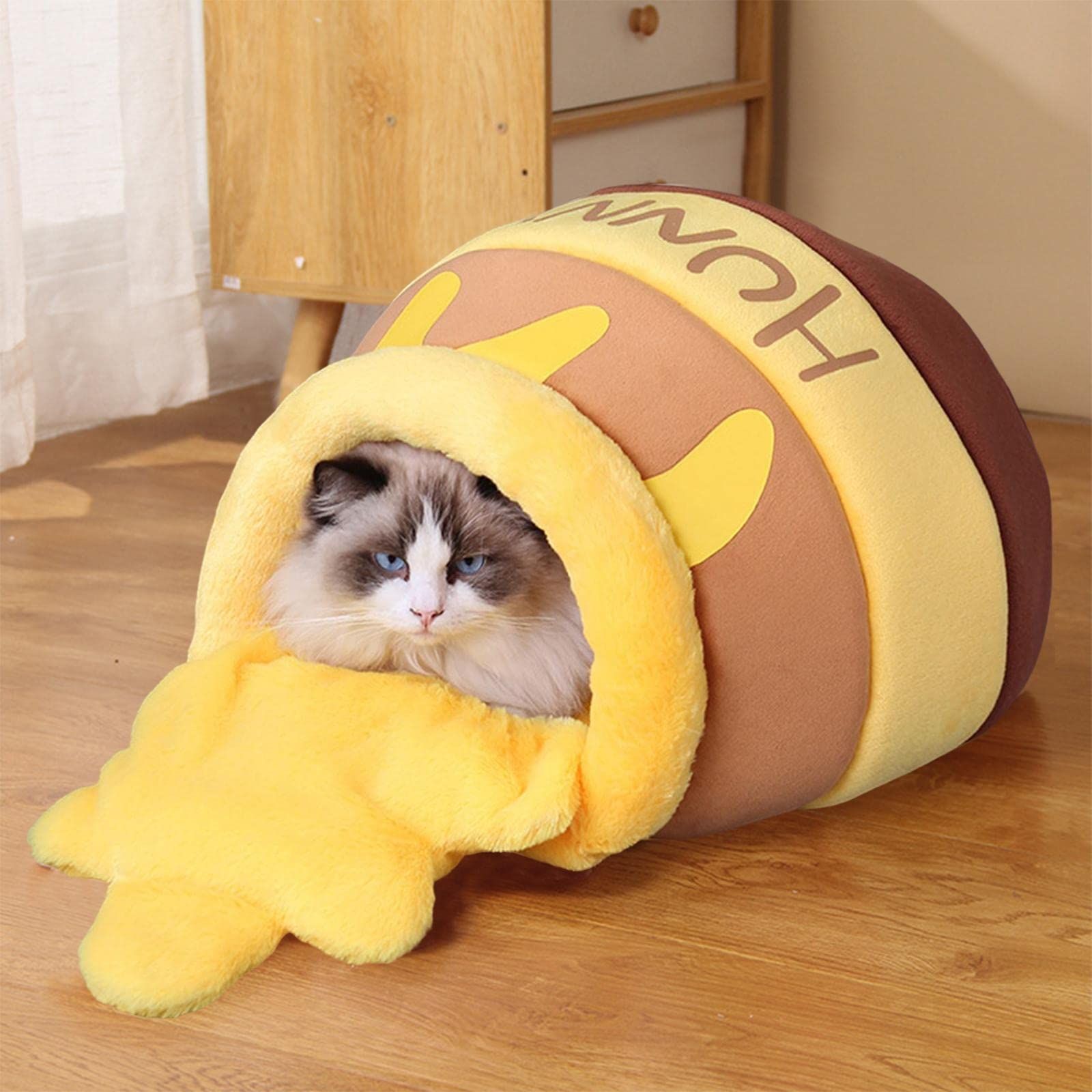Pot for Indoor Cats Removable Cushion Cozy Cave Cartoon House Small Bed Kitten Bed… image 4