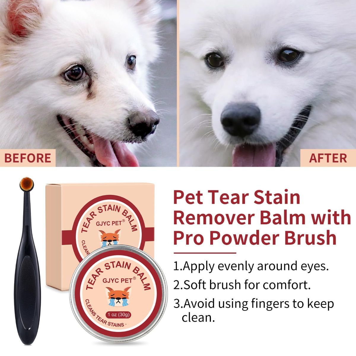 1 Pack Natural Tear Stain Remover Balm for Dogs & Cats – Gentle &…, Natural/White, 1oz image 3