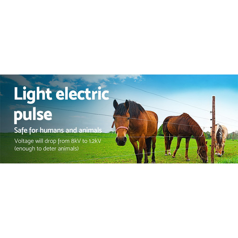 Giantz Fence Energiser 8KM Solar Powered Electric 2KM Poly Wire image 5