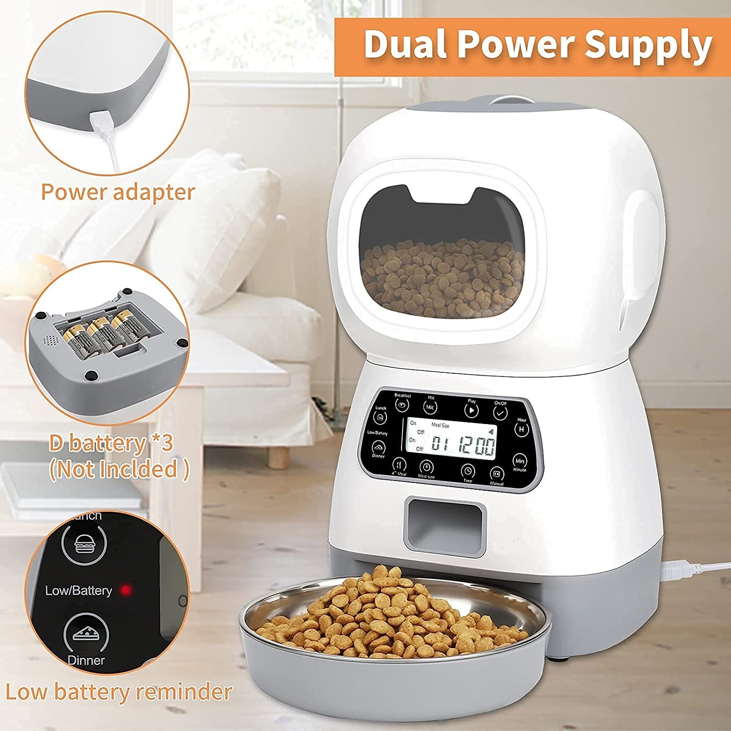 YES4PETS 3.5L Visible Automatic Digital Pet Dog Cat Feeder Food Bowl Dispenser image 4
