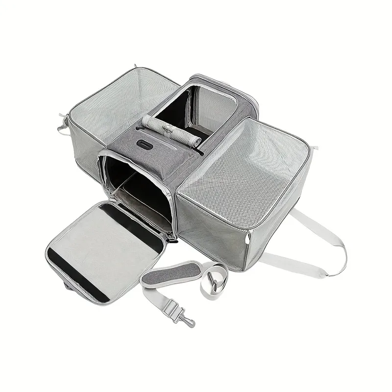 Expandable Airline Approved Pet Carrier – Dual-Side Expansion – Adjustable Straps, Grey image 3