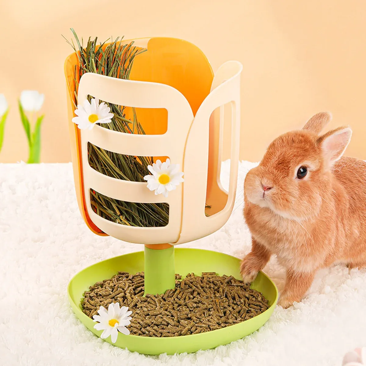 Rabbit Hay Rack Feeder Hay Bowl Food Container Anti Waste Easy Clean Durable image 6