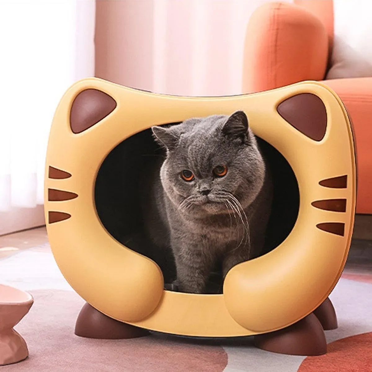 Semi Closed Cat Nest Soft Cozy Pet Bed for Cats Small Animals Indoor Sleeping - Pink image 5