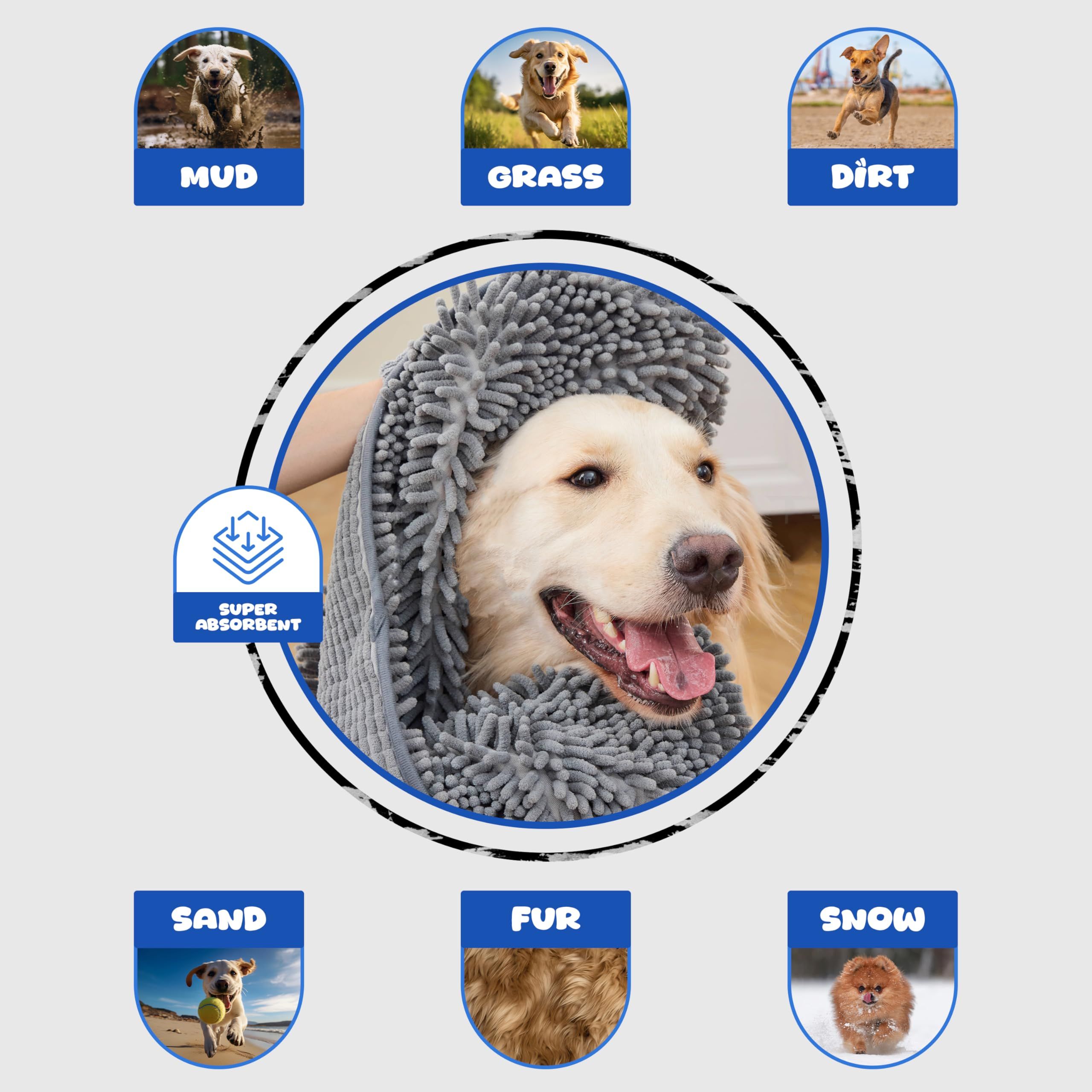 Dog Towel for Drying Dogs – Absorbent Microfiber Bath Towel with Hand Pockets image 5